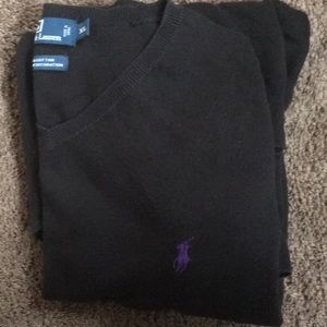 Polo by Ralph Lauren XL Black Sweater Purple Logo